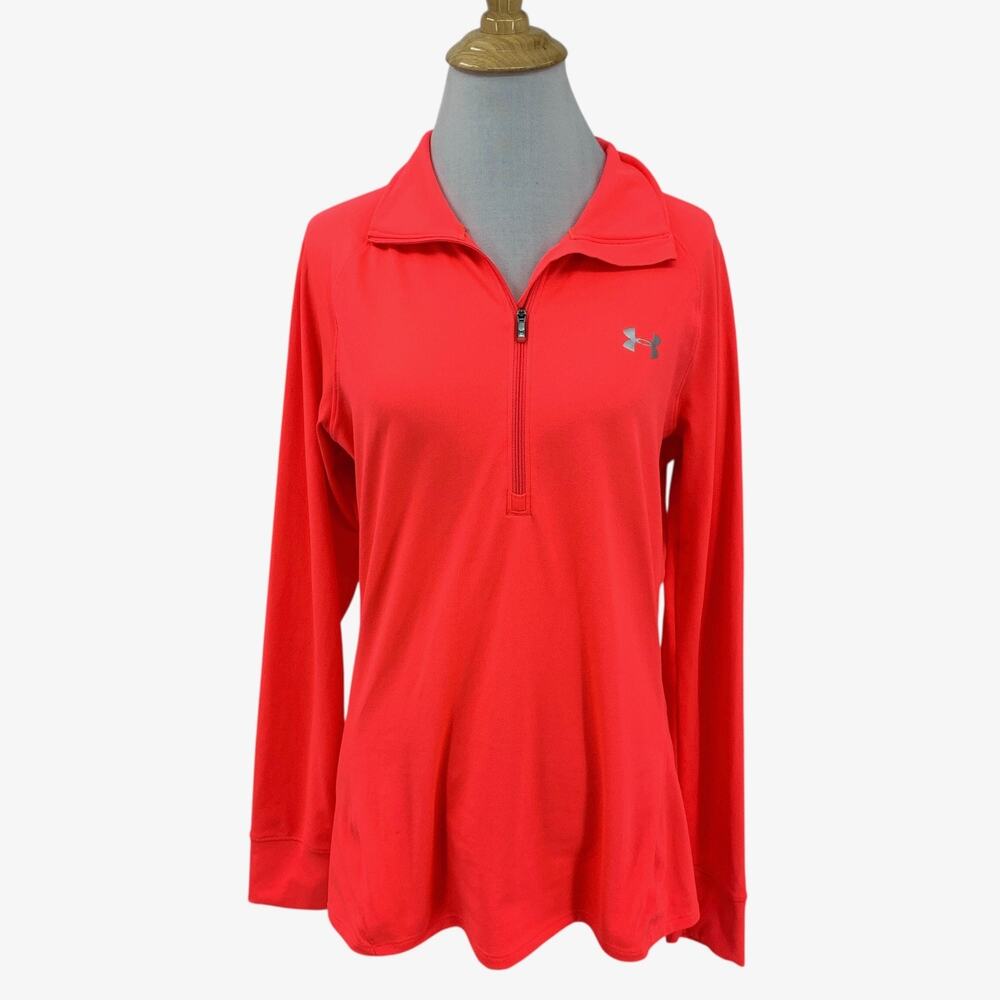 Under Armour Shirt Womens Medium Neon Semi Fitted AllSeasons Gear Quarter Zip